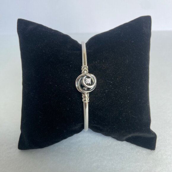 Pandora Sterling Silver 925 Encircled Clasp CZ Round Charm Bangle Bracelet 6.5" - Picture 3 of 16